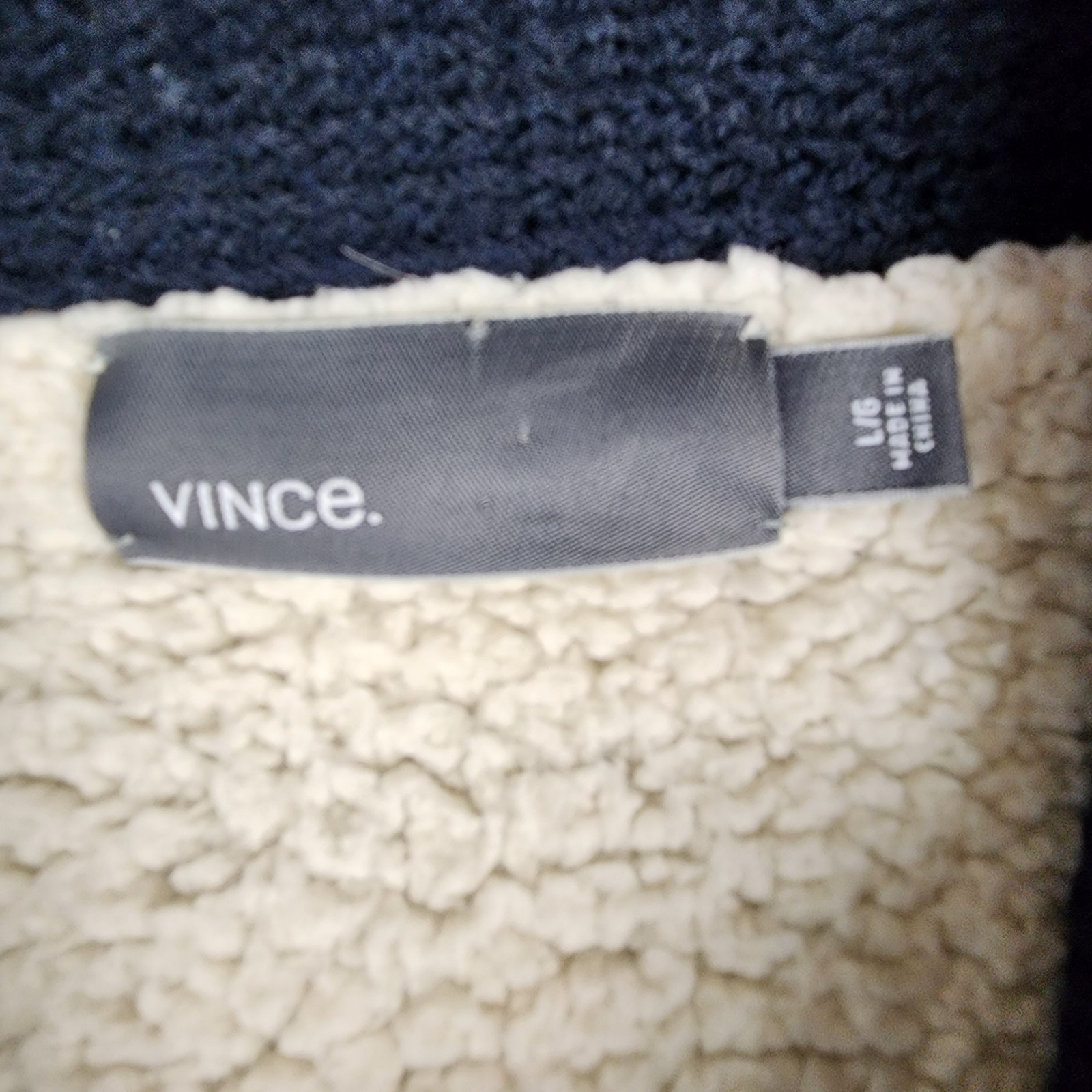Vince Pea Coat Mens Large Blue Wool Double Breasted Heavy Sherpa Lined