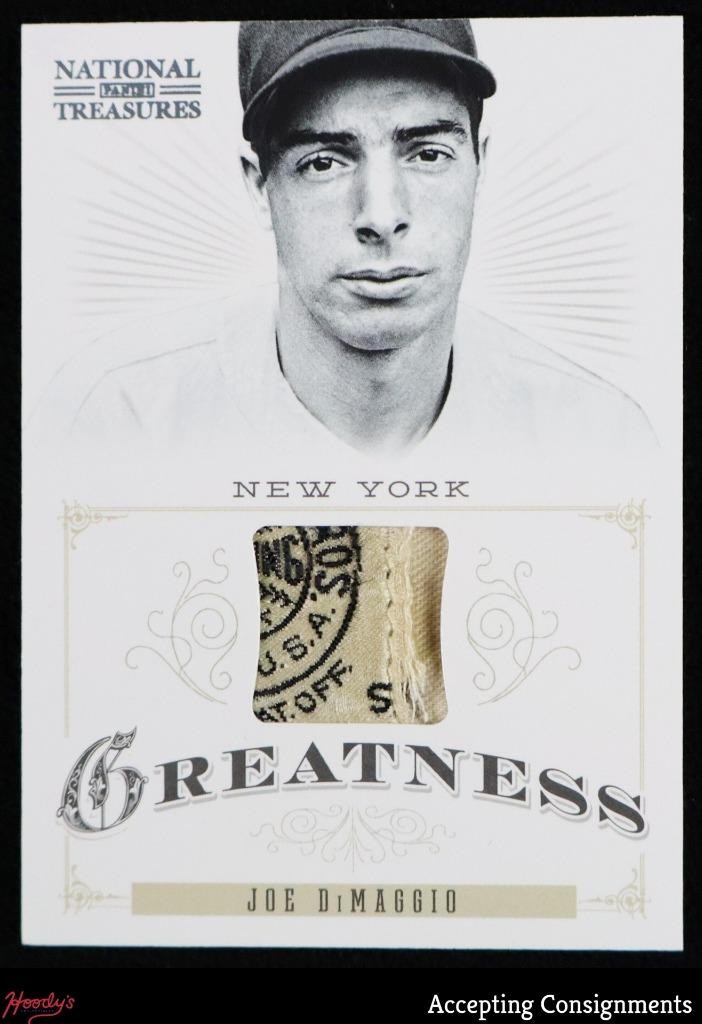 2012 National Treasures Prime Joe DiMaggio GAME-USED SPALDING TAG PATCH 1/1