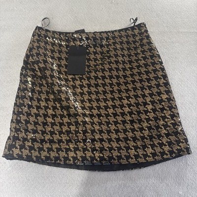 Bagatelle collection women s sequin skirt disco size L black and gold cocktail