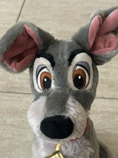 Disney Store TRAMP Plush Dog Lady and the Tramp Stuffed Toy Gray 15"