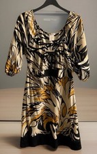 GUESS by Marciano Womens Black Yellow Abstract Print A-Line Dress Keyhole Medium