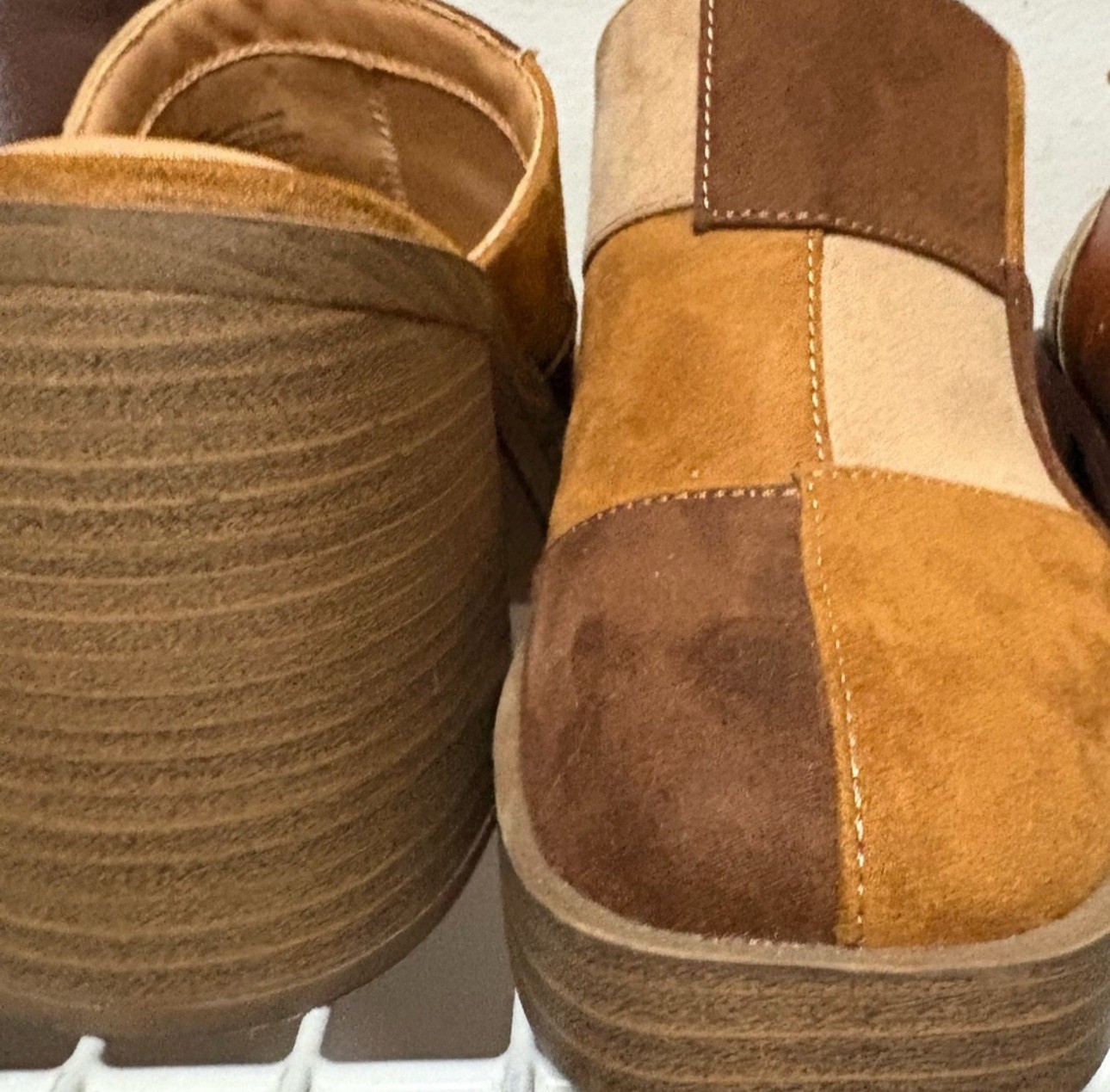 Brown Patchwork Clogs 7.5 - image 3