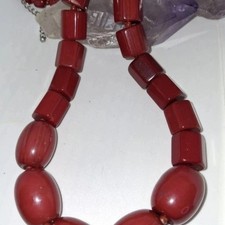 Vtg. Dark Red Cherry Bakelite Bead Necklace 1 Scratch On One Bead