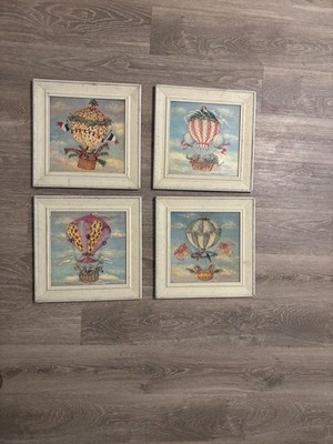 4 Alexandra Churchill 12'' Square Animals in Hot Air Balloons - Used