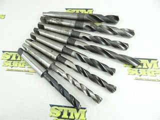 LOT OF 8 HSS 2MT TAPER SHANK DRILLS 15/32" TO 23/32" DIA W&B CLEVELAND