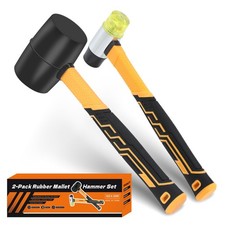 2-Pack Rubber Mallet Hammer Set, 16oz & 35mm Tool for & 35mm, Yellow 