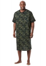 KingSize Men's Big Tall Short-Sleeve Jersey Henley Nightshirt