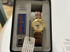 Orologio Vintage Bretagna Tono Oro Argento 1945 Moneta 8” Cinturino Pelle Marrone