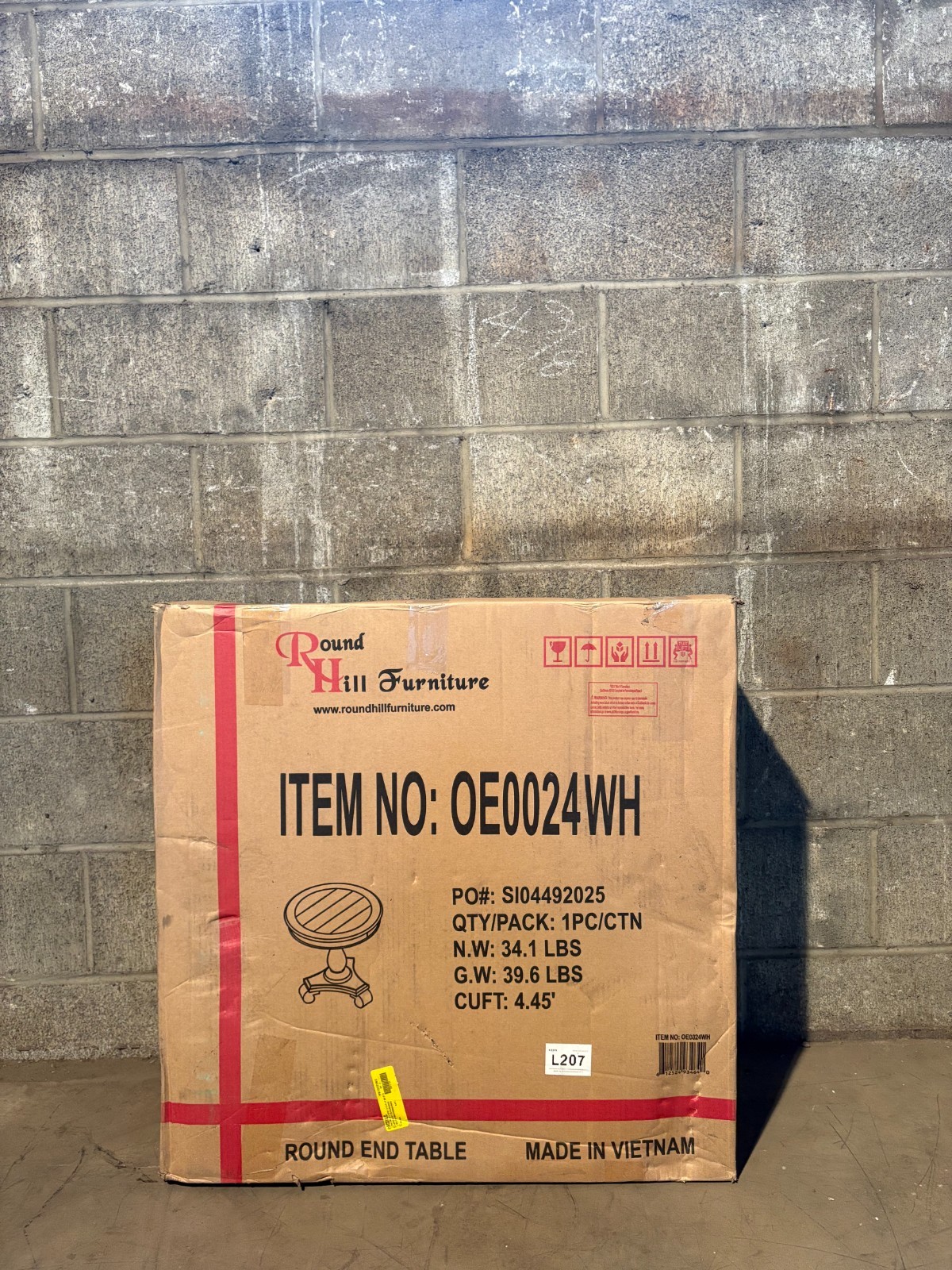 Roundhill Furniture Rene Round Pedestal End Table – 26" White Solid Wood Table