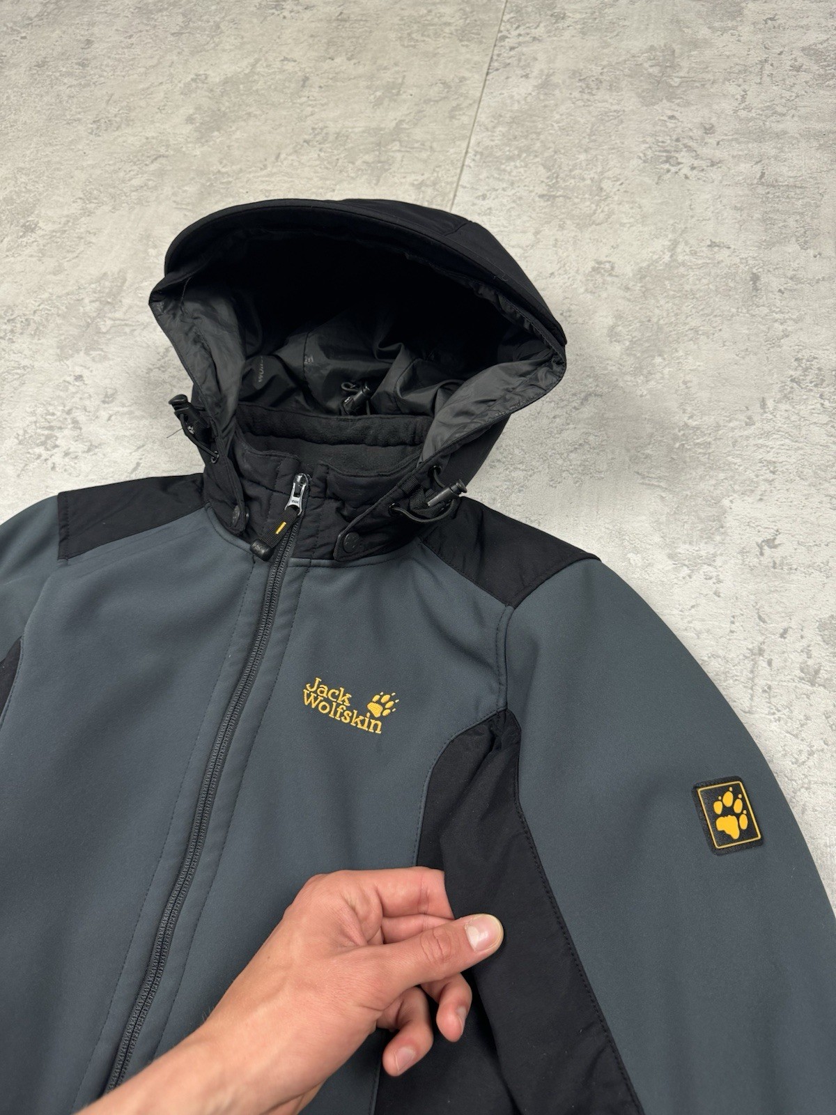 Jack Wolfskin Outdoor Hooded Softshell Coat Women's XS Grey Fleece Jacket image 5
