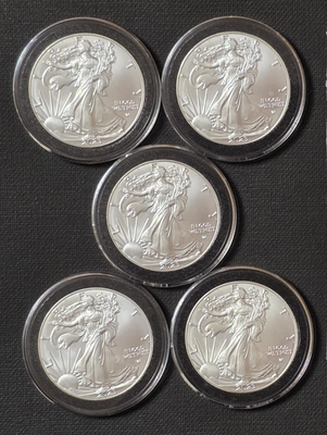 #ad #ad Five 5 2023 $1 American SIL*VER Eagle Coins Lot of 5 1 oz SIL*VER Coins $65.21