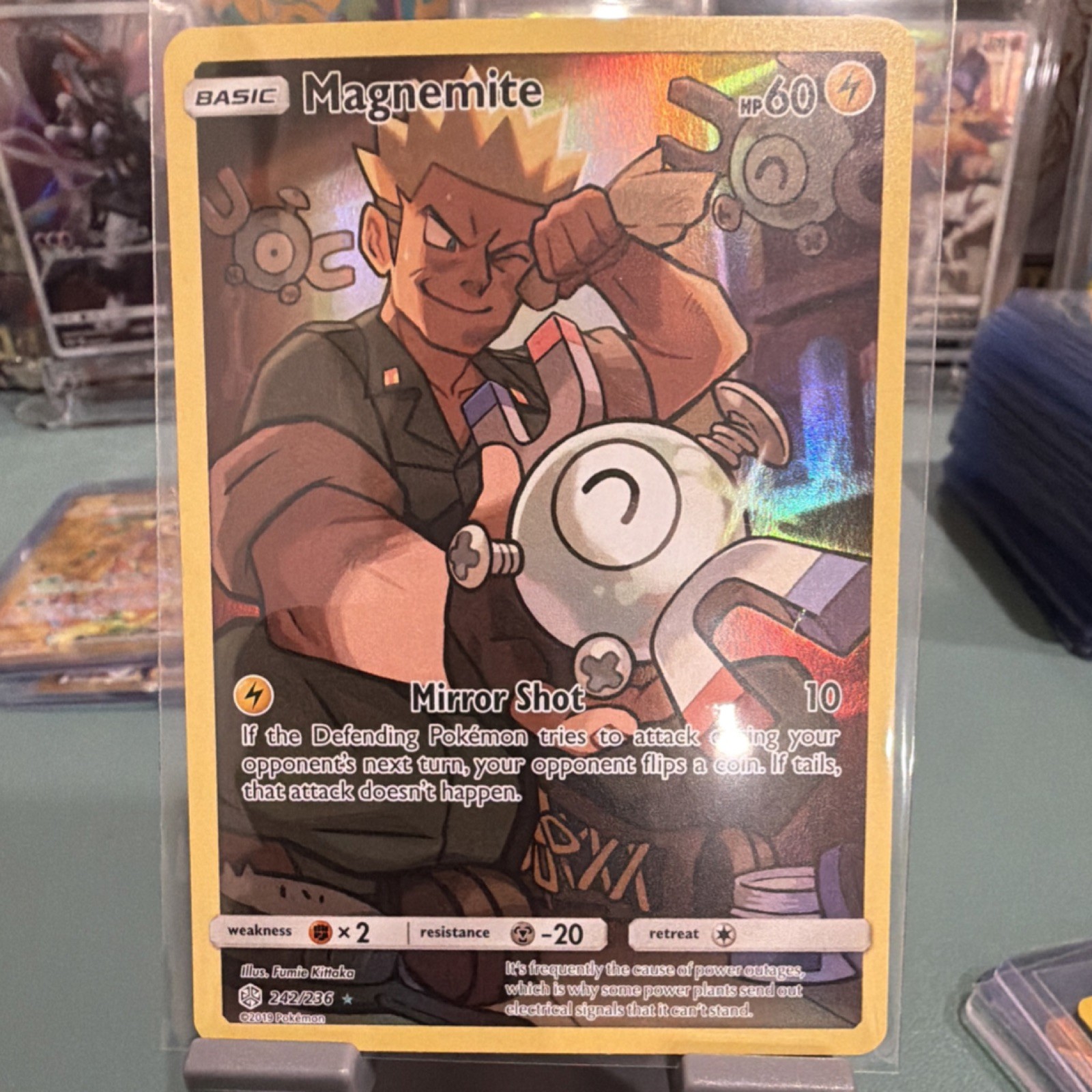 Pokémon Magnemite Secret Rare 242/236 Sm-Cosmic Eclipse Holo Basic HP60 NM