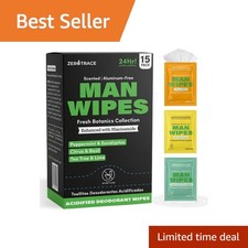 Zero Trace Travel Deodorant Wipes for Men 15 Individually Wrapped Body Wipe...