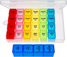Weekly Pill Organizer 4 Times a Day, Medicine Organizer Box, Travel Daily Pill B