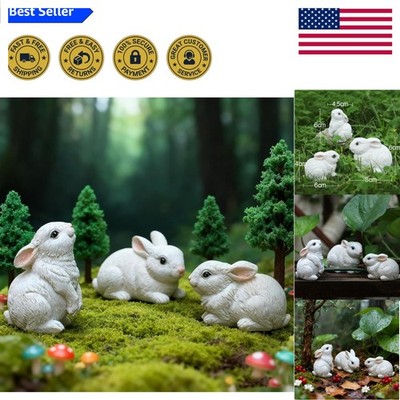 Unique Gift Idea - Set of 3 Resin Bunny Statues for Easter & Home Decoration