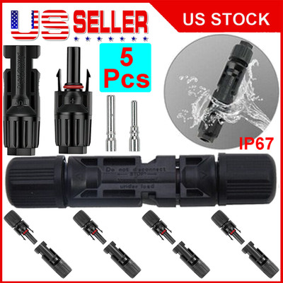 5 Pairs MC4 Male Female Solar Panel Wire Cable Connectors Waterproof Set For DIY