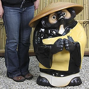 Shigaraki Ware Extra-Large Praying Monk Tanuki Ceramic Statue