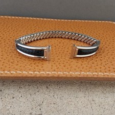 Vintage 11mm 1950s-1960s JB Champion White Gold-Filled Black Lizard Watch Band