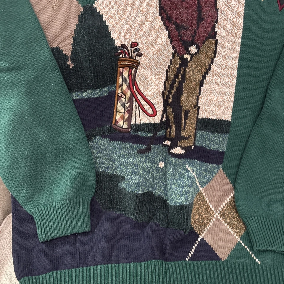 Suéter tejido de golf vintage de los años 90 Cotton Traders talla L Foto 4 de 4