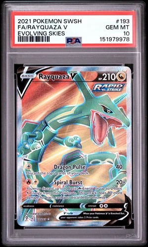 *PSA 10* Rayquaza V 193/203 Full Art Ultra Rare Pokemon Evolving Skies English