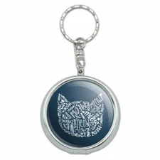 Meow Cat Kitten Kitty Silhouette Portable Travel Ashtray Keychain