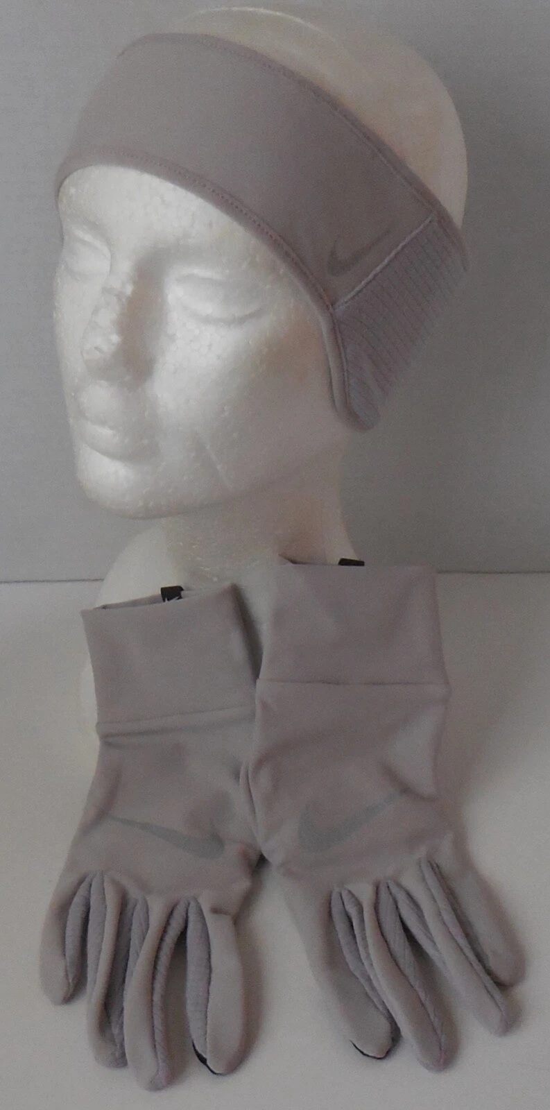 Nike Essential Headband & Gloves Set Women Silver Lilac/Particle Grey/Silver M/L