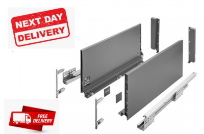 Soft Close Küchenschubladenkasten Seiten Schubladenführungen Anthrazit 450 mm AXIS PRO