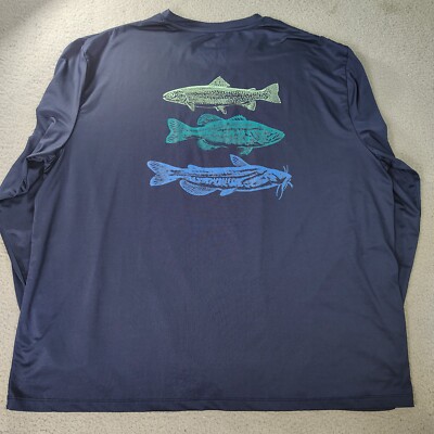 Silver Bait Fishing Shirt Mens Size 2XL Navy Blue Performance Long Sleeve Lakes