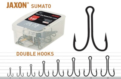 20 x JAXON SUMATO DOUBLE HOOKS, DOPPELHAKEN RAUBFISCH ANGELHAKEN ZWILLINGSHAKEN