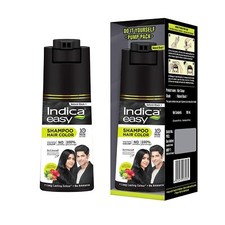 Indica Hair Color Shampoo Black Long Lasting Formula Easy Do-It-Yourself 180ml