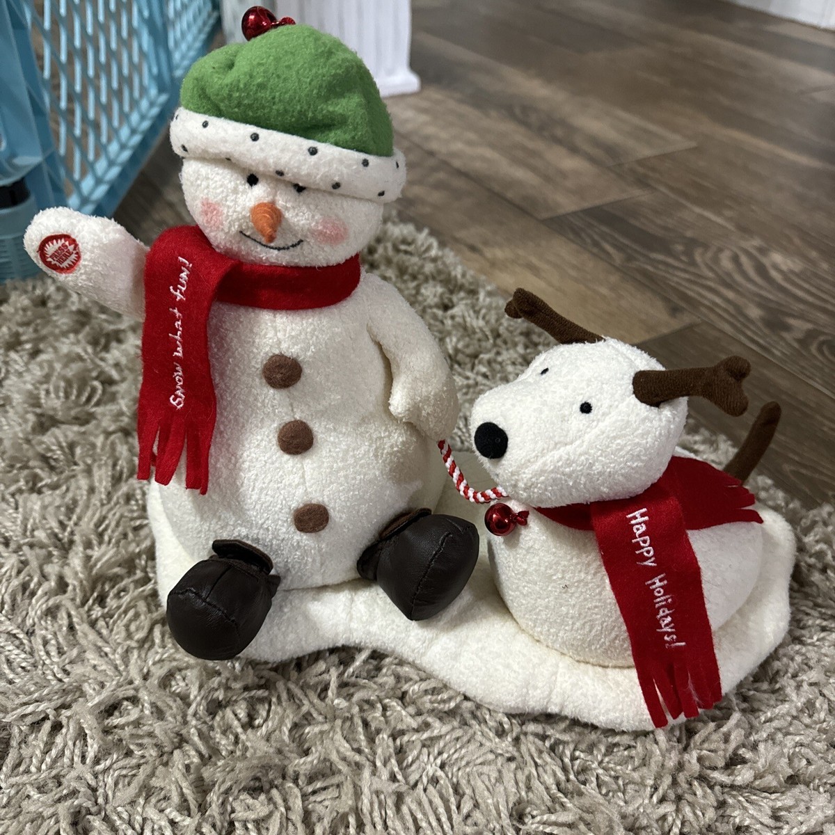 2004 Hallmark Jingle Pals Animated Plush Singing Snowman and Dog Jingle  Bells