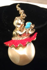 Kenneth J. Lane circus elephant with skirt brooch usa