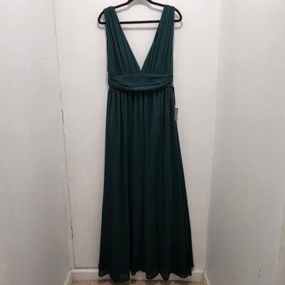 NWT Lulus Women's L Thoughts of Hue Emerald Green Surplice Maxi Dress  Chiffon | eBay