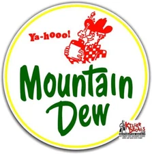 (MTDEW-1) 12" MT MOUNTAIN DEW ROUND COOLER POP SODA MACHINE DECAL