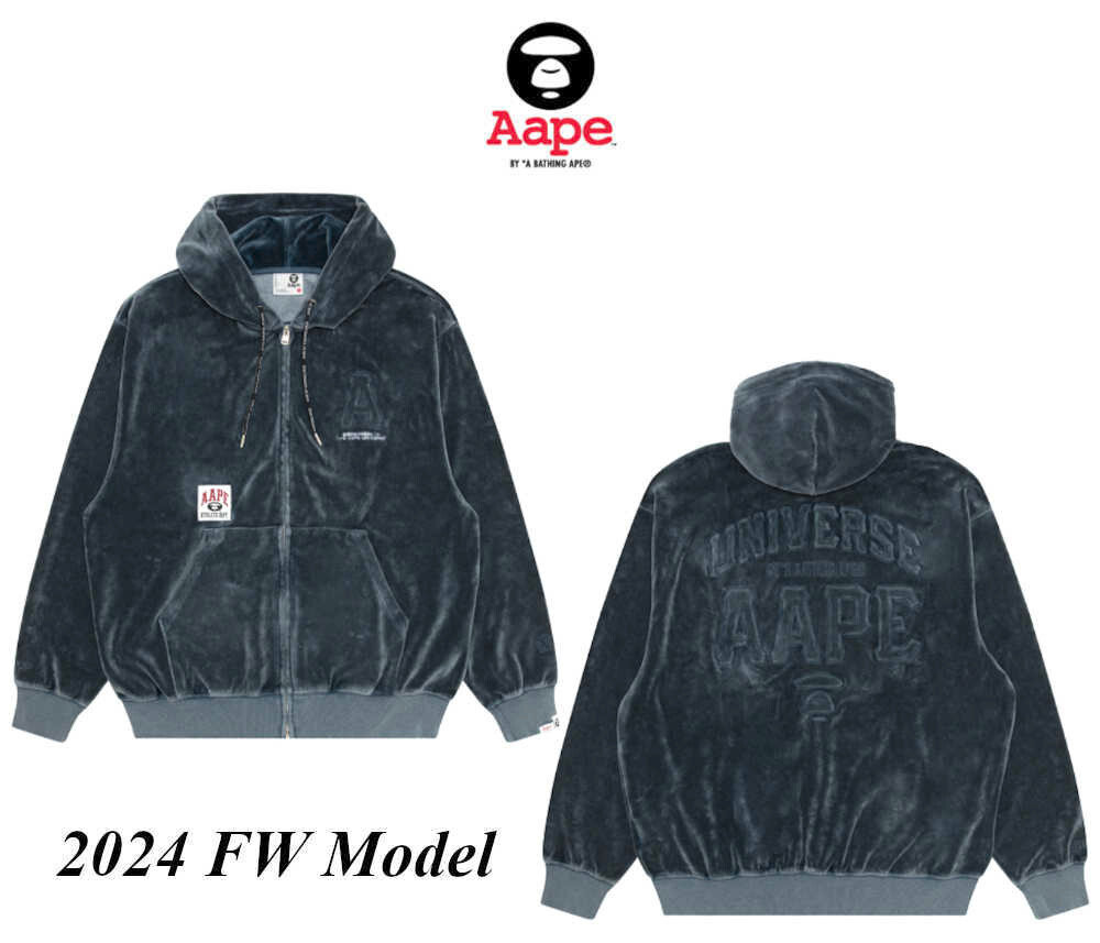 Aape By A Bathing Ape Men's Velvet Fabric Zip Up Hoodie 24 Aape By A Bathing Ape Men's Velvet Fabric Zip Up Hoodie 24