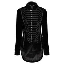 Ladies Handmade Black Velvet Gothic Victorian Steampunk Gothic Long Coat