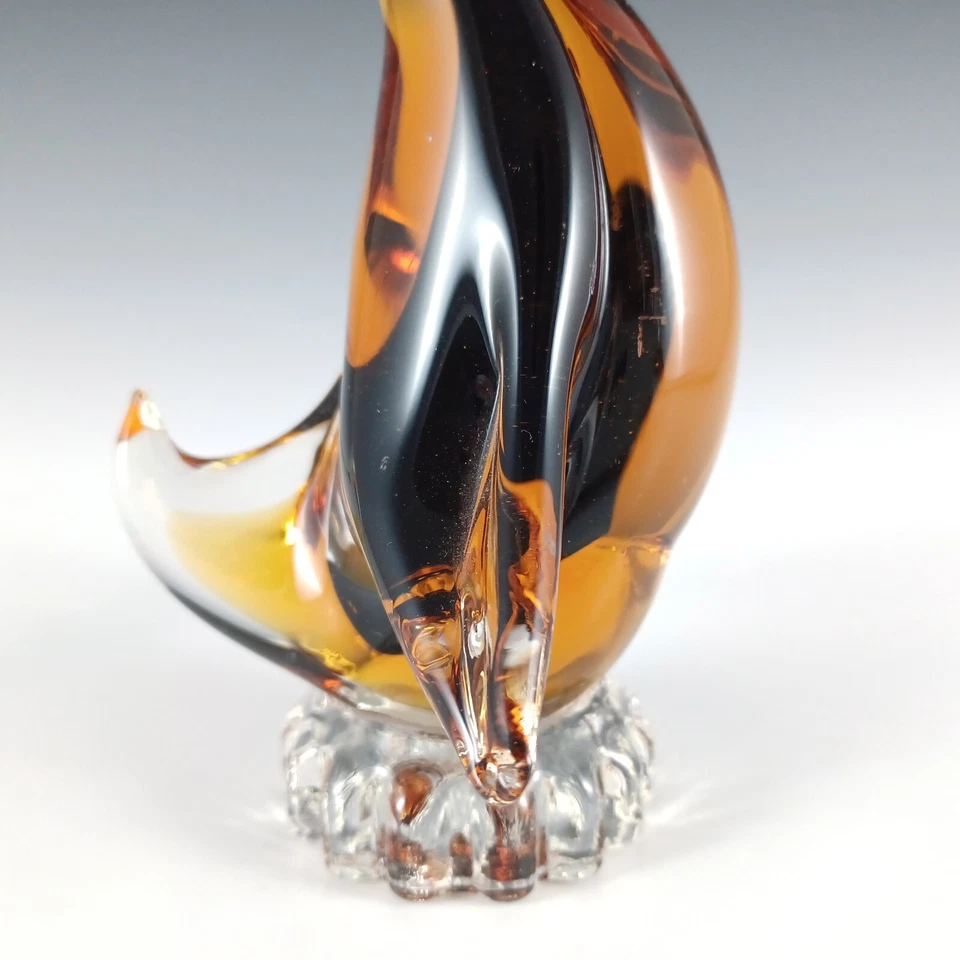Murano / Venetian Blue & Amber Sommerso Glass Swan Figurine - Image 3 of 4