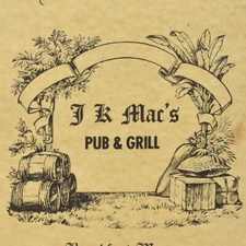 1980s J K Mac's Pub & Grill Restaurant Menu Fort Wayne Allen County Indiana #2