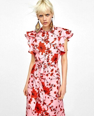 zara floral button dress