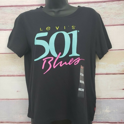 Levis 501 Blues Black Tee Shirt | eBay