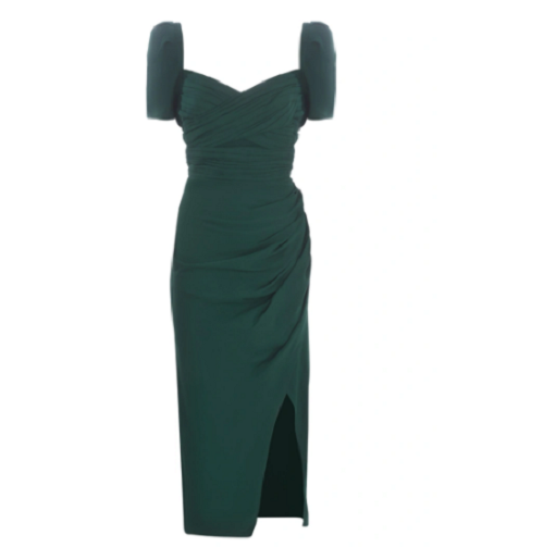 green emerald velvet dress The Adeline Green Zip Up Midi Dress L / Kelly Green