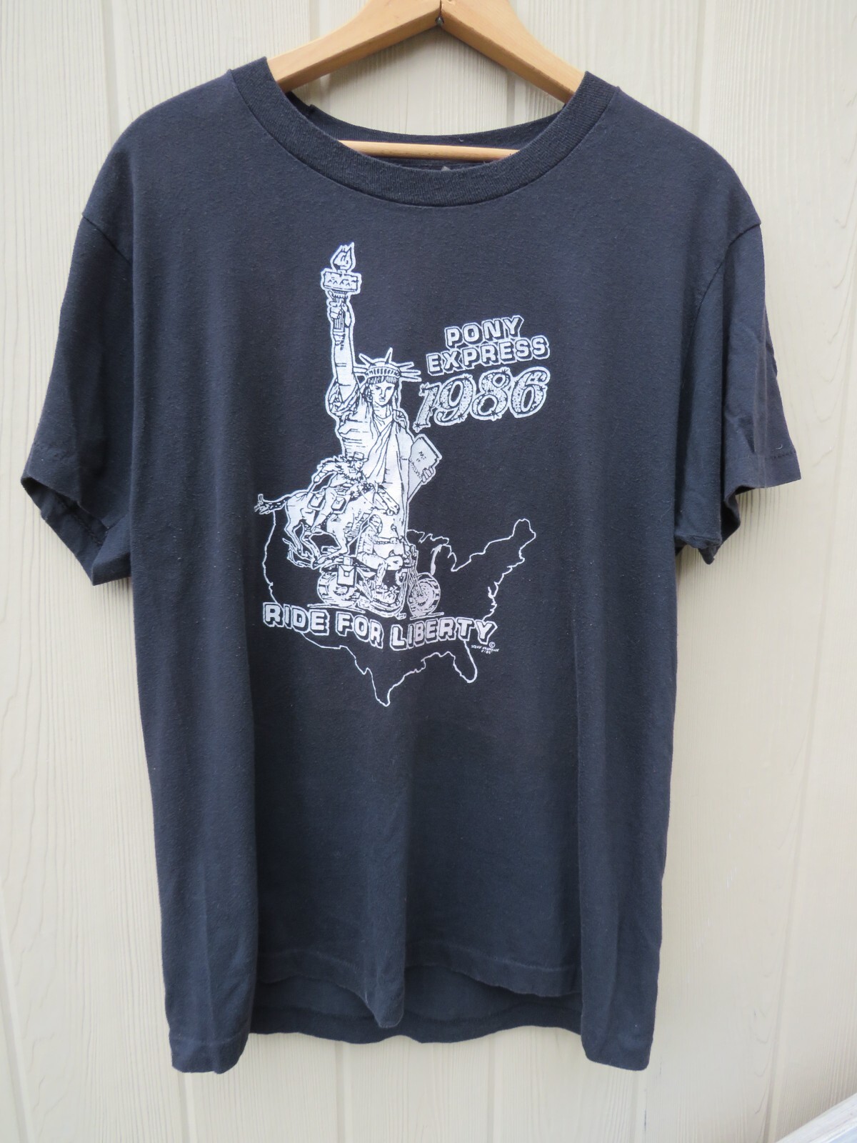 T shirt moto d'epoca Ride For Liberty Pony Express 1986 maglietta XL singola