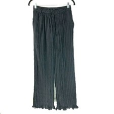 NastyGal Collection Womens Pants Crinkled Pockets Wide Leg Black Size 8