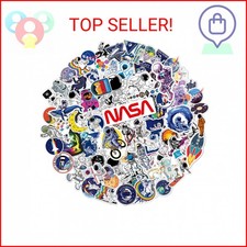 100pcs Space Stickers Pack for Water Bottles, NASA Logo Astronaut Vinyl Sticker