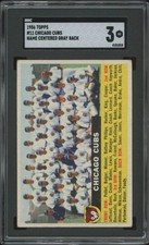 1956 TOPPS TEAM CARD 11 VG NO DATE NAME CENTERED SGC 3 BASEBALL CHICAGO CUBS
