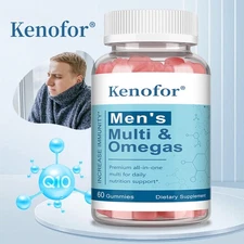 Men'S Organic Multi Omegas Vitramins Supports  Brain Function Health 60 Gummies