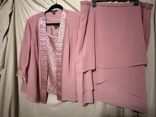 Le Bos 3 Piece Skirt Suit 18W Formal Mother Of Bride Brocade Top Flowy Skirt