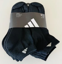 Adidas Men's Cushioned Low Cut Ankle Socks 6 Pairs White Black Compression 8-12