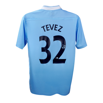 Carlos Tevez Signed Manchester City Home Soccer Jersey #32 with