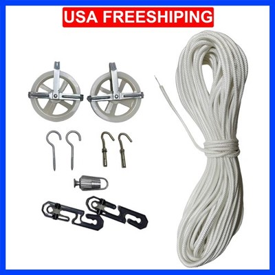 Upgraded Steel Wire Core Outdoors Clothesline Kit - 5 ''Nylon Clothesline Pull...